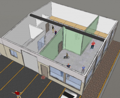 image supplied with proposal, depicts the makerspace with a differently constructed interior wall to create a partitioned space