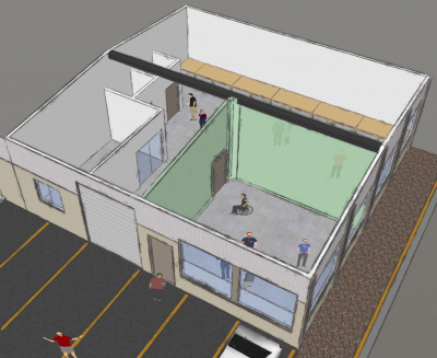 image supplied with proposal, depicts the makerspace with a constructed interior wall to create a partitioned space